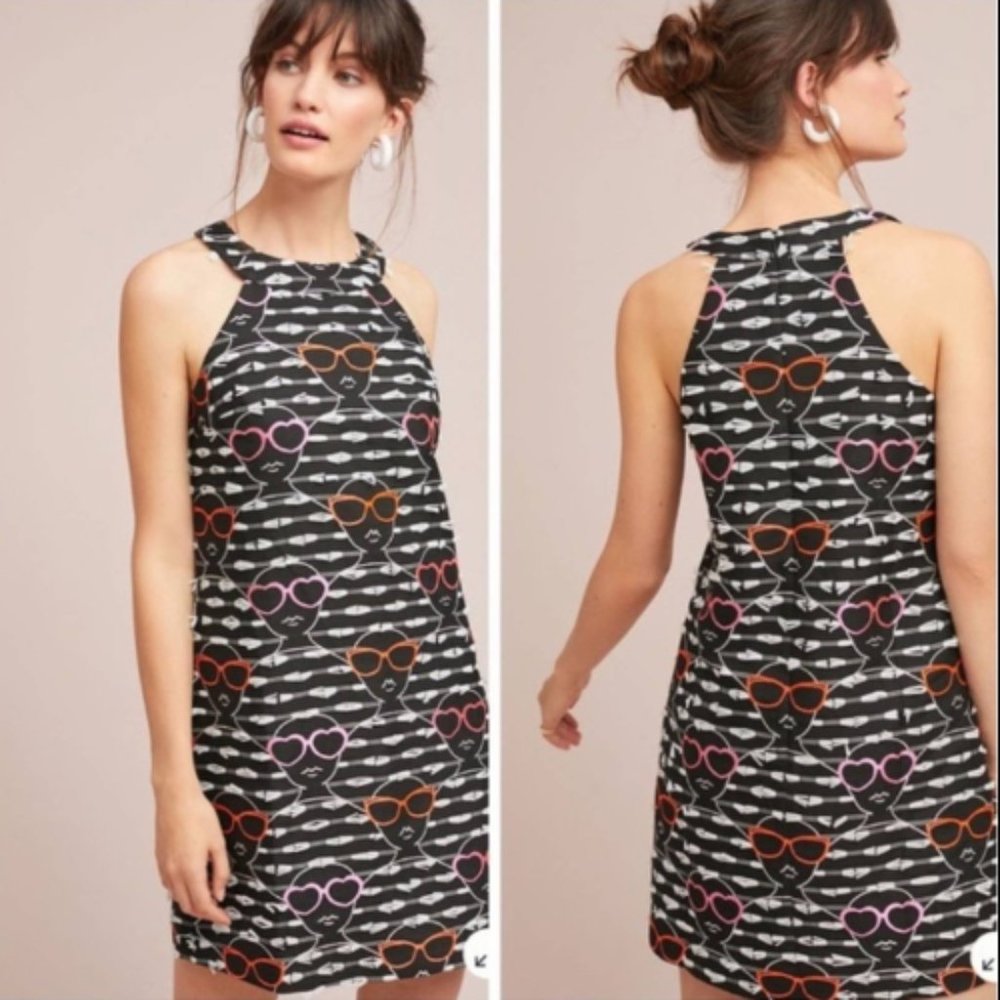 Anthropologie Hutch Black Sunglasses Woman Sheath Dress Women's Size Small